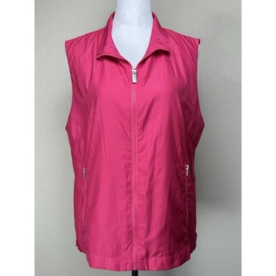 Chaleco Liz Claiborne Mujer Talla XL Rosa Sólido Sin Mangas Cremallera Capa Clásico Foto 1 de 4