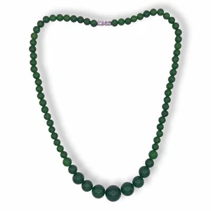 Collar de cuentas redondas graduadas de jade nefrita estilo Art Deco vintage de 19,25 pulgadas de largo - Imagen 1 de 7