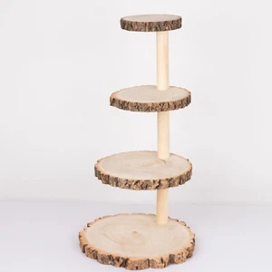 29" tall 4 Natural Tier Rustic Wooden Cupcake Tower Stand Wedding Party Events - Picture 1 of 9