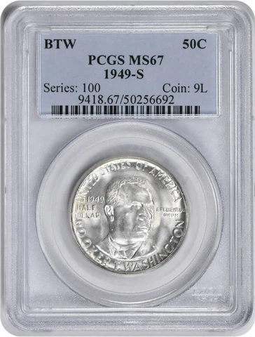 Washington (Booker T.) Commemorative Silver Half Dollar 1949-S MS67 PCGS Cover