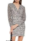 New Maje Women's Size 36 / 8 Xebra Printed Short Fitted Dress Long Sleeves Nwt