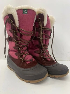 Kamik Womens 7 Snovalley 2 Boots Thinsulate Snow Faux Fur Burgundy Pink - Image 1 of 4