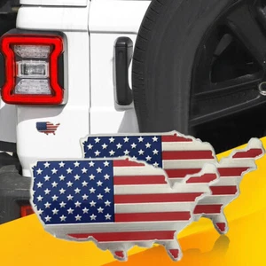 2Pcs Car Truck 3D Metal USA Flag Sticker American Decal Body Emblem Accessories - Foto 1 di 13
