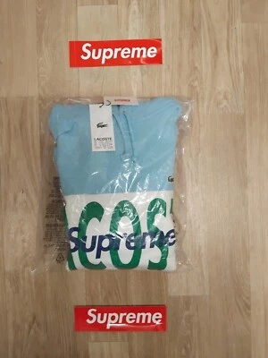 Sweat à capuche Supreme X Lacoste bleu clair taille L neuf avec étiquette expédié avec W - Photo 1/3
