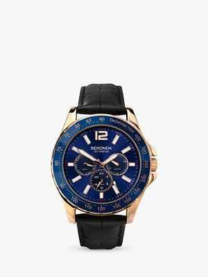 Sekonda Men's Chronograph Leather Strap Watch Model 1874.27, Black/Blue  - Image 1 of 3