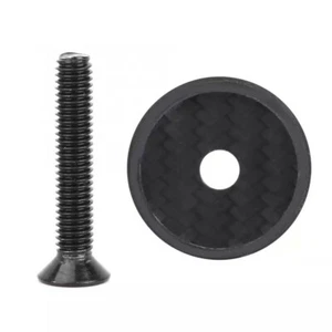 CARBON w/ Ti BOLT Headset Stem Top Cap 1-1/8" 3K MATTE US Seller! 6g Titanium - Picture 1 of 5