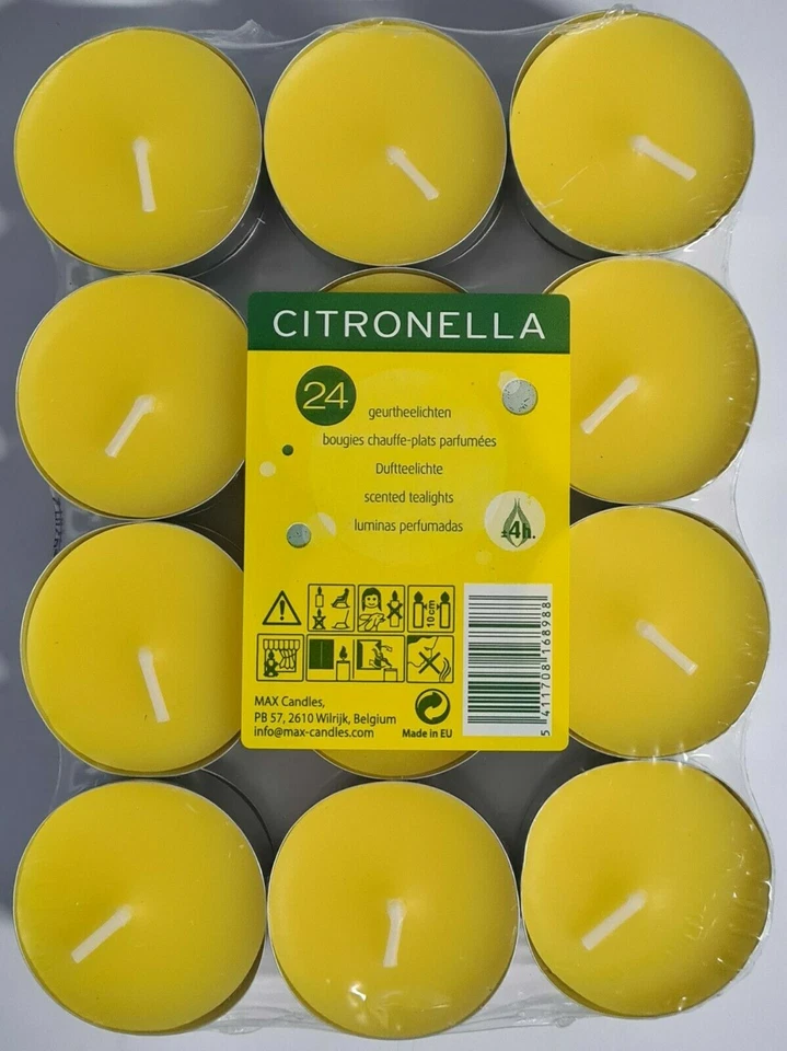2x Müller Teelichte Duftkerzen-Brenndauer 4 Std. - 39x15mm (Citronella, 24Stück) - Bild 1 von 2