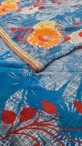 Pure Silk Saree Indian Vintage Sari Georgette Chinon Printed Fabric PGS1644 - Picture 1 of 9