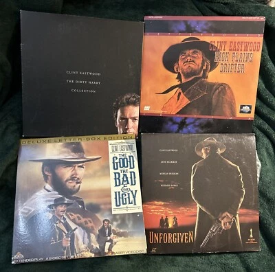 Lot Laserdiscs x4 Clint Eastwood Unforgiven The Good Bad Ugly Dirty Harry + - Image 1 of 2
