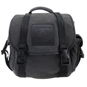 CHANEL Backpack Backpack Daypack Sports line COCO Mark Black / Silver canv... - Picture 1 of 11