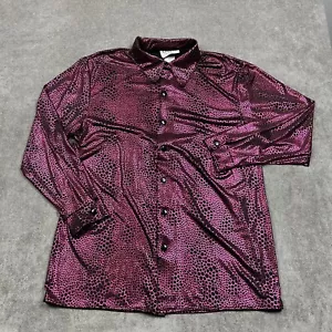 Vintage Scharaden Disco Hemd Herren Large Metallic Strick Hologramm Party glänzend USA - Bild 1 von 7