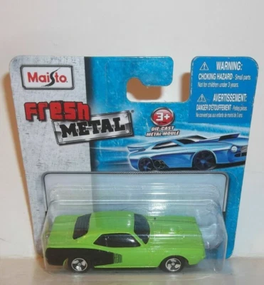NEW MAISTO FRESH METAL 1:64 SCALE GREEN BLACK '71 PLYMOUTH HEMI 'CUDA - Image 1 of 4