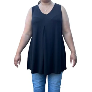 EX YOURS Mujer Negro Sin Mangas Suelto Talla Grande Top Túnica Reino Unido 14-24 Verano - Imagen 1 de 8