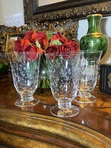 Lenox Heather Clear Etched 15oz Blown Glass Set Of 3 Tumblers 6”H - Picture 1 of 22