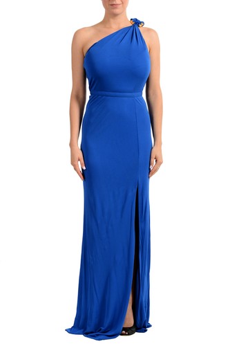 Maxi abito da sera Versace da donna blu a una spalla US S IT 40
