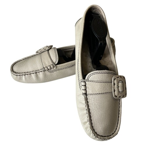 Scarpe da guida UGG Thelma avorio in pelle fibbia mocassini solette in pelle di pecora Preppy 8