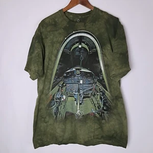 Smithsonian Institution T-Shirt Mens XL Green Tie Dye Short Sleeve Jet Cockpit - Picture 1 of 16
