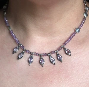 GENUINE AMETHYST NECKLACE set with 925 STERLING SILVER  FREE SHIPPING !! - Picture 1 of 8