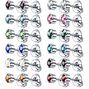 Fashion Beauty Simple Multicolor Earrings Crystal Stainless Steel Stud Earrings