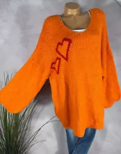 NEU GrobStrick long Pullover OVERSIZE Italy Mohair Wolle ORANGE 40 42 44 46 - Bild 1 von 5