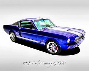 Classic Cars - 1965 Ford Mustang GT350 - Electric Blue - Muscle Car - Print - Picture 1 of 3