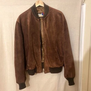 Schott Suede Leather Zip Up Jacket Blouson Men's Brown Size 44 Type MA-1 used - Picture 1 of 15