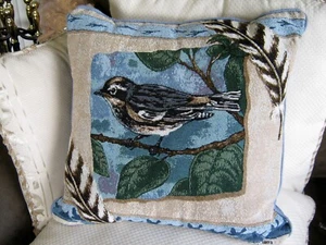 Bird Watchers Tapstry Throw Pillow by Andrea Tachiera 17" Square Garden Spring  - Picture 1 of 5