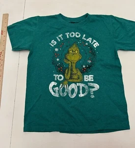 Dr. Seuss The Grinch "Is it too late to be good? " Christmas Shirt Small Youth - Picture 1 of 5