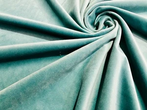 LUX Samt Dekor Stoff starke Polsterung Velours Material 59" breit ENTE BLAU - Bild 1 von 2