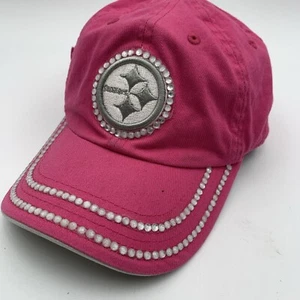 Girls Pittsburg Steelers Pink Hat Sz Girls 7-16 Strap Back Rhinestone Accents - Picture 1 of 5