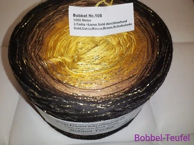 BOBBEL-TEUFEL Nr.108/1000 m 3Fädig+Lurex Farbverlaufsgarn Bobbel 50% BW 50% PA - Bild 1 von 2