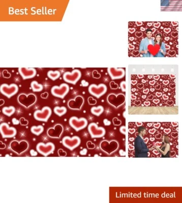 10x8ft Tearproof Red Heart Backdrop - Perfect for Valentine's and Birthdays — 第 1/4 张图片