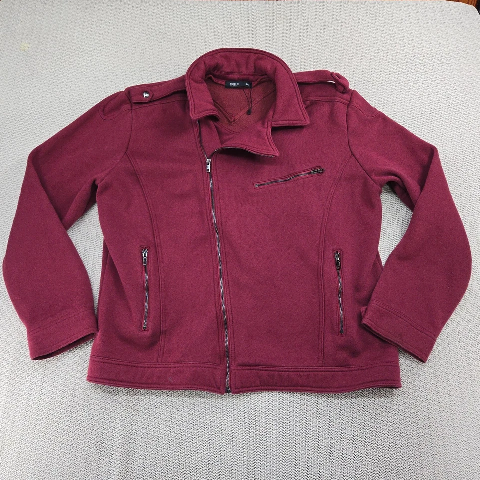 Chaqueta de motociclista Doublju Jersey para hombre 3XL XXXL roja borgoña granate cremallera completa polar Foto 1 de 4