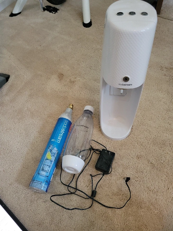 White SodaStream One Touch Sparkling Water Maker (CO2 and bottle) - Image 1 of 1
