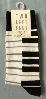 Two Left Feet Sock Co Jam Session Socks Black Gray White Big Feet NEW - Image 1 of 4