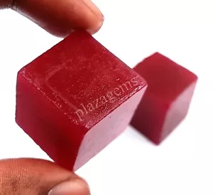 2 PCS Natural Red Ruby Cube Rough Dyed Certified Loose Gems 5MRX - Picture 1 of 9