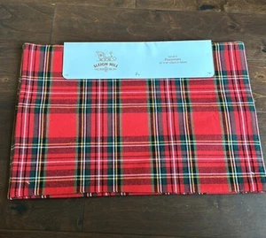 Sleigh Hill Set Of 4 Christmas Tartan Plaid Placemats New  - Picture 1 of 2