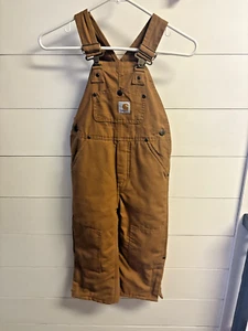 Carhartt childs insulated brown double knee bib overalls size 4 - Picture 1 of 8