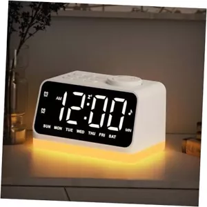 Digital Alarm Clock with FM Radio for Bedroom, 8 Colors Night Light with 2 - Picture 1 of 7
