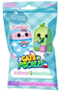Cepia Cats vs Pickles, Kittens vs Gherkins (2) Plush Beanies, (1) Baby Blanket - Picture 1 of 5