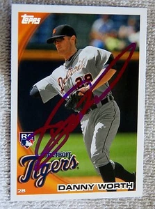 Detroit Tigers Danny Worth Signed 2010 Topps Rookie Card Auto - Imagen 1 de 1