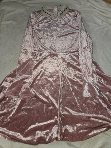 Velvet Like Bell Sleeved Dress 15-16 Years Jewelled Collar - Picture 1 of 8
