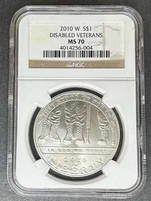 2010-W Disabled Veterans Dollar NGC MS-70, Buy 3 Items, Get $5 Off! - Image 1 of 2