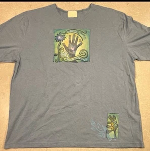 Vintage 2000’s Blue Fish Hand Painted Earth Day Blue T Shirt | Size XL - Picture 1 of 12