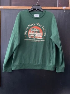 Old St Nick's Tree Delivery Men's L Sweatshirt in Plant Life Green - Picture 1 of 9