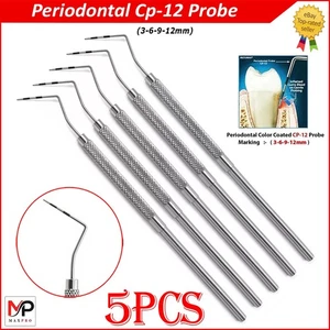 Perio CP-12 Probes 3-6-9-12m Single End Dental Diagnostic Examination Probe 5Pcs - Picture 1 of 6