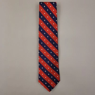 Brooks Brothers Tie Mens Silk Woven Patriotic Star Stripe England USA 3.75x57 - Image 1 of 4