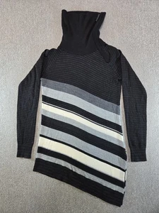 Womens Smartwool Cascade Valley Asymmetric Tunic Sweater Black Stripe Knit XS - Picture 1 of 9