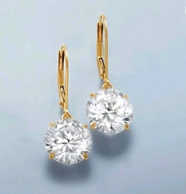 10 Ct Treated Certified Off White Diamond Solitaire Dangler Earrings, 925 Silver - Image 1 of 4