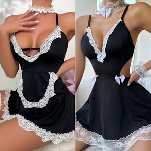 Womens Sexy Lingerie Lace French Maid Nurse Cosplay Babydoll Underwear Sleepwear - Picture 1 of 24